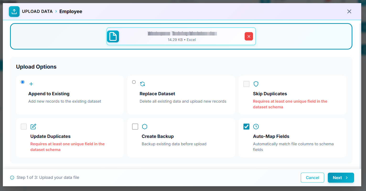 Upload Options
