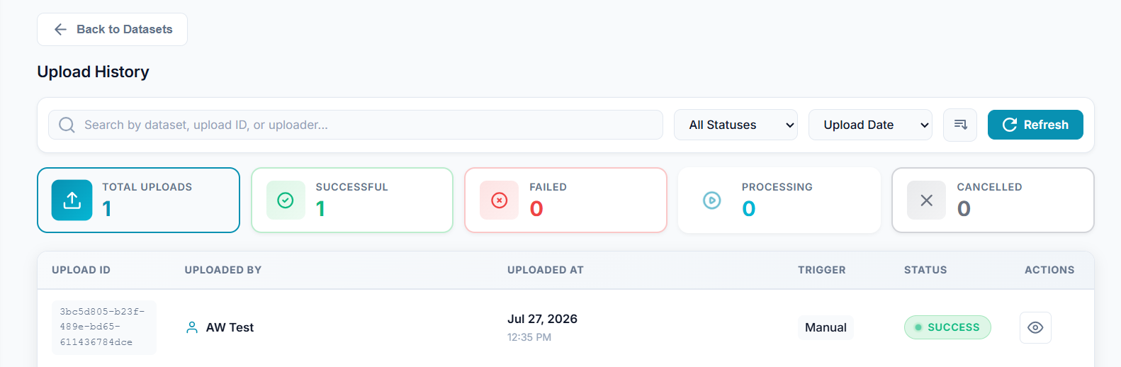 upload history