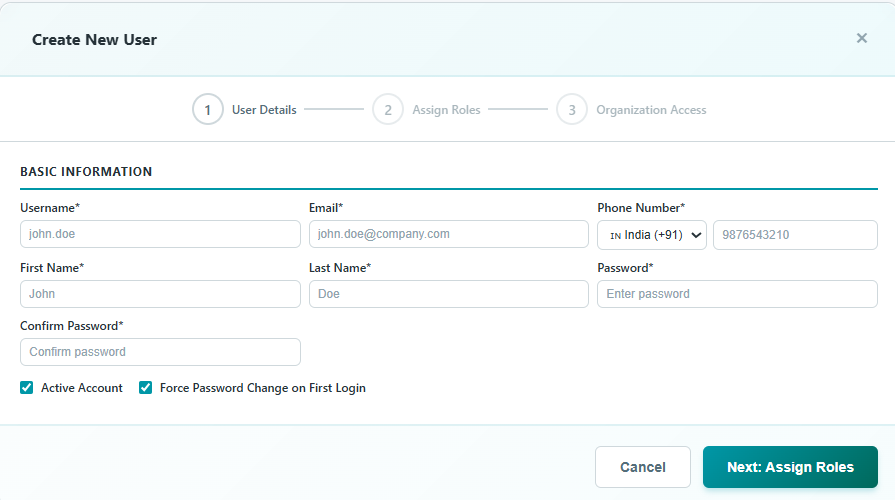 New user basic info