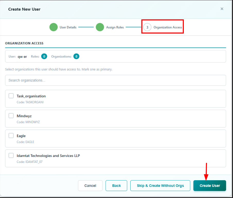 New user org access